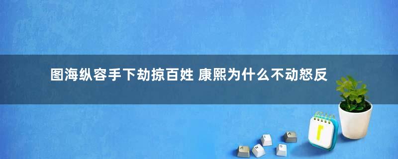 图海纵容手下劫掠百姓 康熙为什么不动怒反而还给他升官